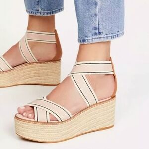 Tory Burch Frieda Espadrille Wedge Sandals Blush Pink Size 8M